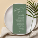 Romantic Wedding Place Setting Thank You Card<br><div class="desc">Introducing the perfect finishing touch to your wedding reception - our elegant forest sage green Wedding Thank You Place Setting Cards, with card title "Thank you" ! Designed to express your heartfelt appreciation for each guest's presence on your special day, these cards are the ideal way to add a personal...</div>