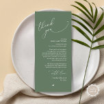 Romantic Wedding Place Setting Thank You Card<br><div class="desc">Introducing the perfect finishing touch to your wedding reception - our elegant romantic forest sage green Wedding Thank You Place Setting Cards, with card title "Thank you" ! Designed to express your heartfelt appreciation for each guest's presence on your special day, these cards are the ideal way to add a...</div>