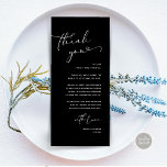 Romantic Wedding Place Setting Thank You Card<br><div class="desc">Share the love and show your appreciation to your guests, when they sit down at their seat and read this personalised romantic charming thank you place card in classy black themed. It's a wonderful way to kick off your special day celebration! This card is sure to set the tone for...</div>