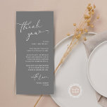 Romantic Wedding Place Setting Thank You Card<br><div class="desc">Share the love and show your appreciation to your guests, when they sit down at their seat and read this personalised romantic charming thank you place card in summer dark grey themed. It's a wonderful way to kick off your special day celebration! This card is sure to set the tone...</div>