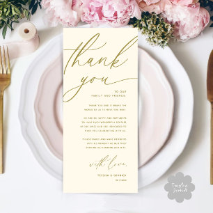 Romantic Wedding Place Setting Thank You Card