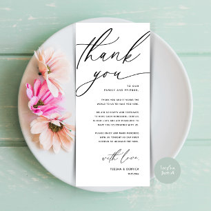 Romantic Wedding Place Setting Thank You Card