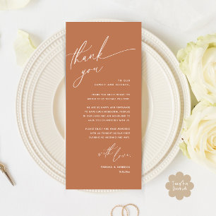 Romantic Wedding Place Setting Thank You Card