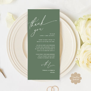 Romantic Wedding Place Setting Thank You Card