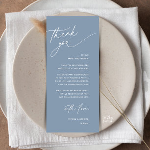 Romantic Wedding Reception Dinner Thank You Card