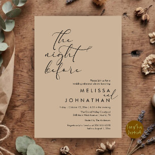 Romantic Wedding Rehearsal Dinner The Night Before Invitation