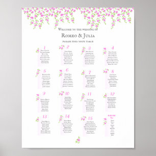 Romantic Wedding Seating Chart - Tables Poster