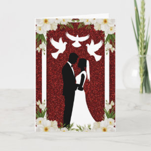 Romantic Wedding Silhouette of Bride and Groom Card