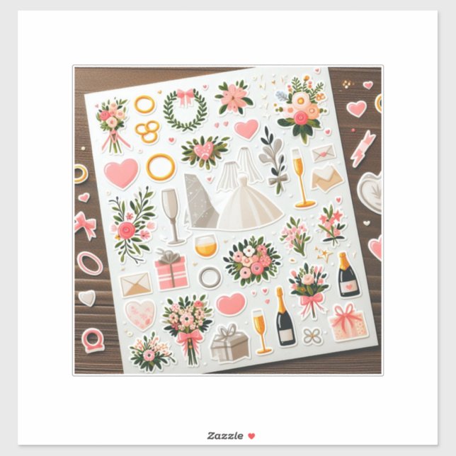 "Romantic Wedding Stickers" (Sheet)
