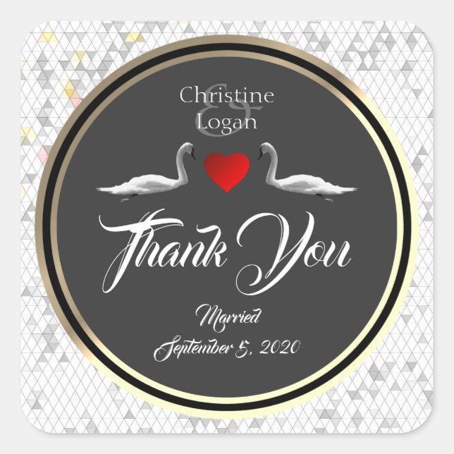 Romantic Wedding Swan  Square Sticker (Front)
