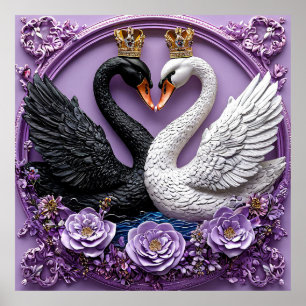 Romantic Wedding Swans Poster Elegant Love Birds