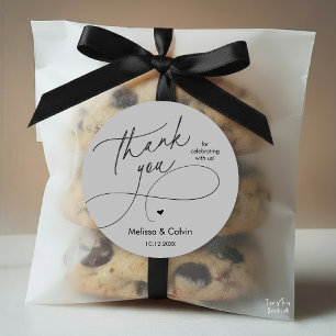 Romantic Wedding Thank you for celebrating with us Classic Round Sticker