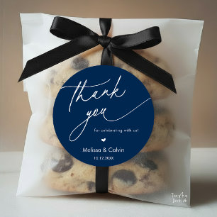 Romantic Wedding Thank you for celebrating with us Classic Round Sticker