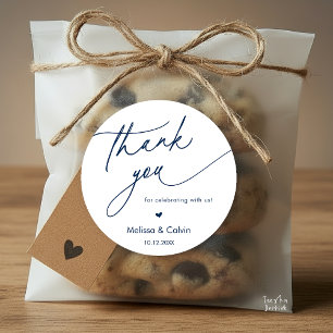 Romantic Wedding Thank you for celebrating with us Classic Round Sticker