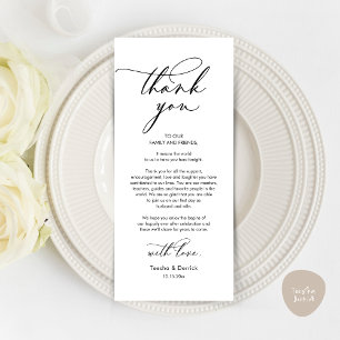 Romantic Wedding Thank You Place Setting Card