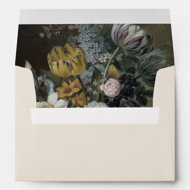 Romantic Wedding Vintage Floral Painting Envelope (Back (Bottom))
