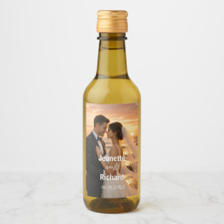Romantic Wedding Vows Sunset Beach Wine Label