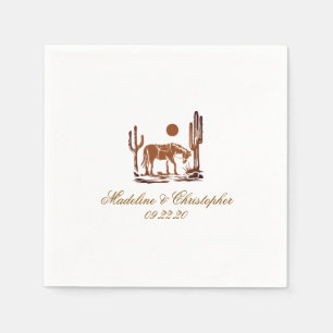 Romantic Western Dark Brown Wedding Napkin