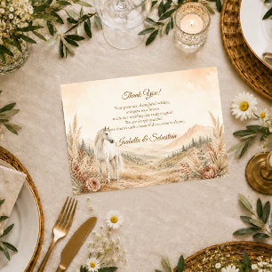 Romantic Western Horse Wedding Thank You Card