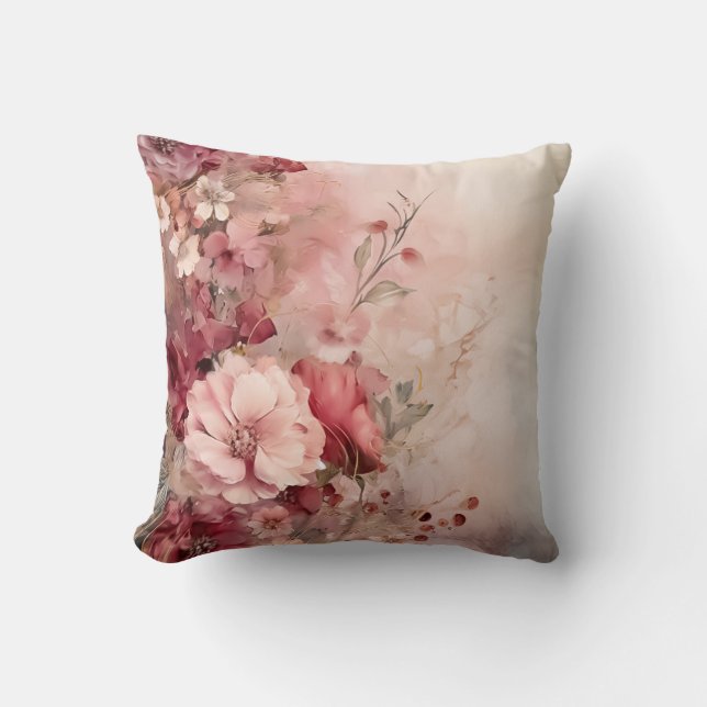 Romantic whimsical floral  cushion (Front)