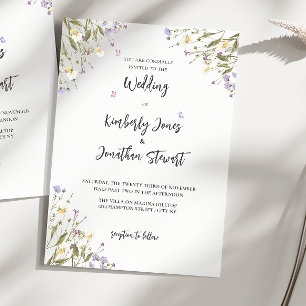 Romantic Whimsical flowers Wedding Invitation