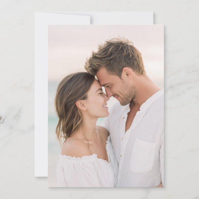 Romantic White Beach Photo Invitation (Front)