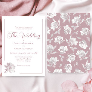 Romantic White Blush Pink Floral Wedding Invitation