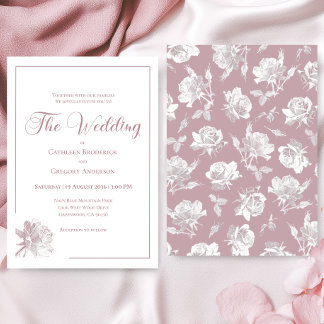 Romantic White Blush Pink Floral Wedding Invitation