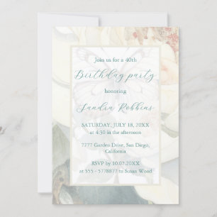 Romantic white butterflies Birthday Invitation