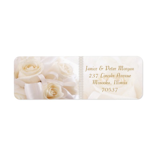 Romantic white cream roses Return Address Label (Front)