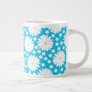 Romantic White Daisies Botanical Floral Pattern  Large Coffee Mug
