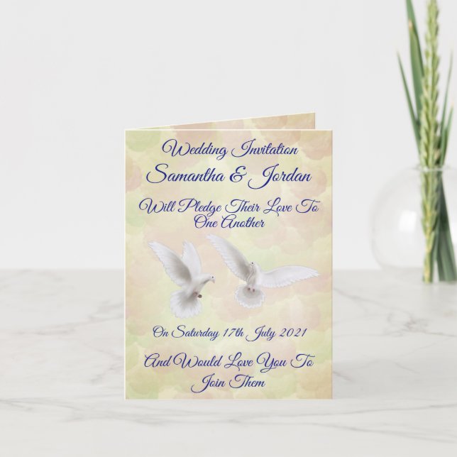 Romantic White Doves Wedding Invitation (Front)