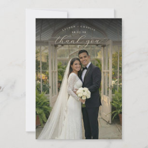 Romantic White Elegant Photo Thank You Card