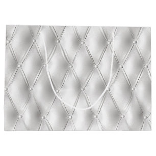 Romantic White Faux Leather Large Gift Bag