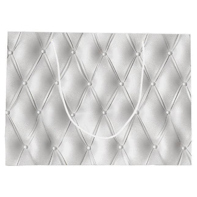 Romantic White Faux Leather Large Gift Bag (Back)