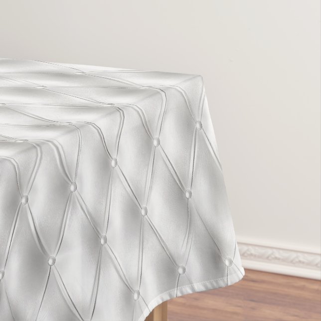 Romantic White Faux Leather Tablecloth (In Situ)