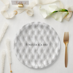 Romantic White Faux Leather Wedding Paper Plate