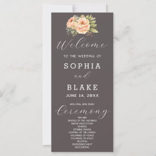 Romantic White Floral Ash Grey Wedding Program