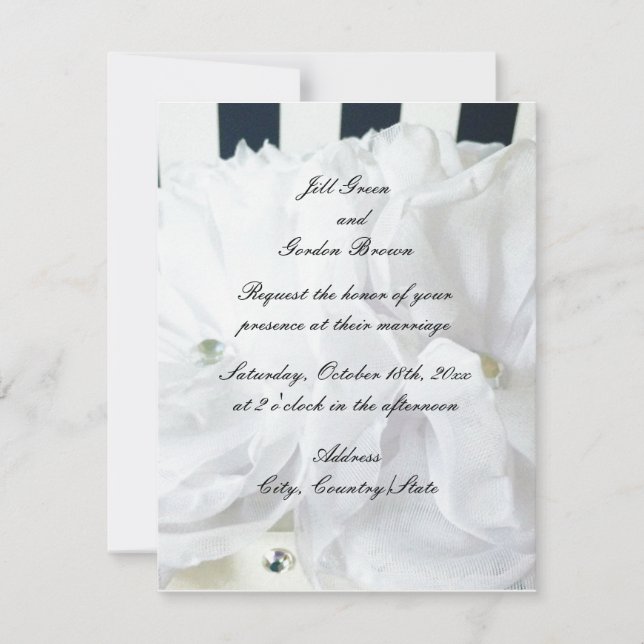 Romantic White Floral Wedding Invitation (Front)