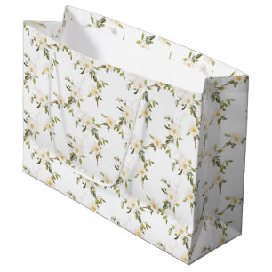 Romantic White Floral Wedding Large Gift Bag