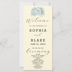Romantic White Floral Yellow Wedding Program