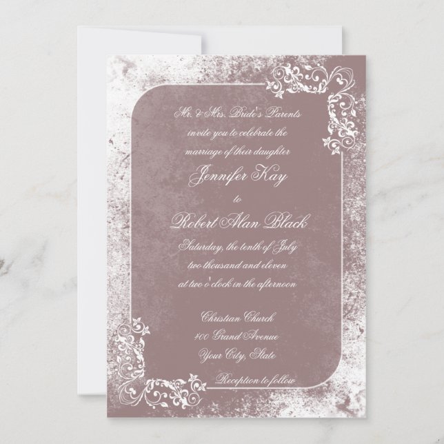 Romantic White Flourish Wedding Invitation (Front)