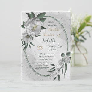romantic white flowers botanical bridal shower invitation