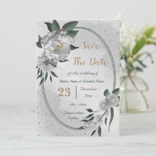 romantic white flowers botanical save the date
