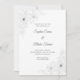 Romantic White Flowers Floral White Wedding Invitation