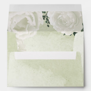 romantic white flowers green leaves botanical envelope