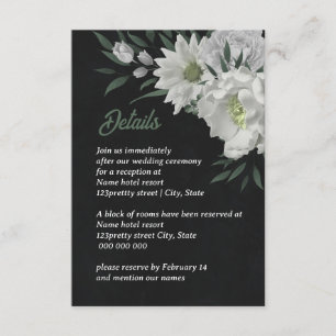 romantic white flowers greenery black enclosure card