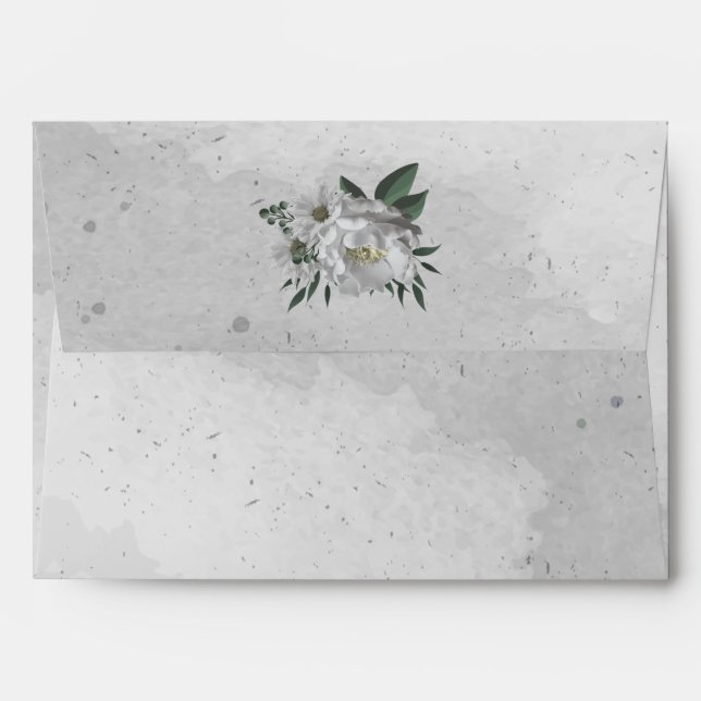 romantic white flowers greenery wedding envelope (Back (Top Flap))