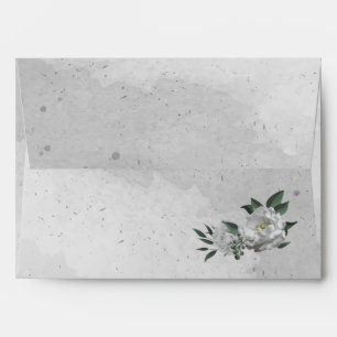 romantic white flowers greenery wedding envelope