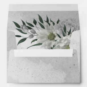 romantic white flowers greenery wedding envelope